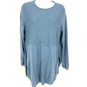 J. Jill Grace French Blue Wool Blend Side Slit Tunic Sweater Size M